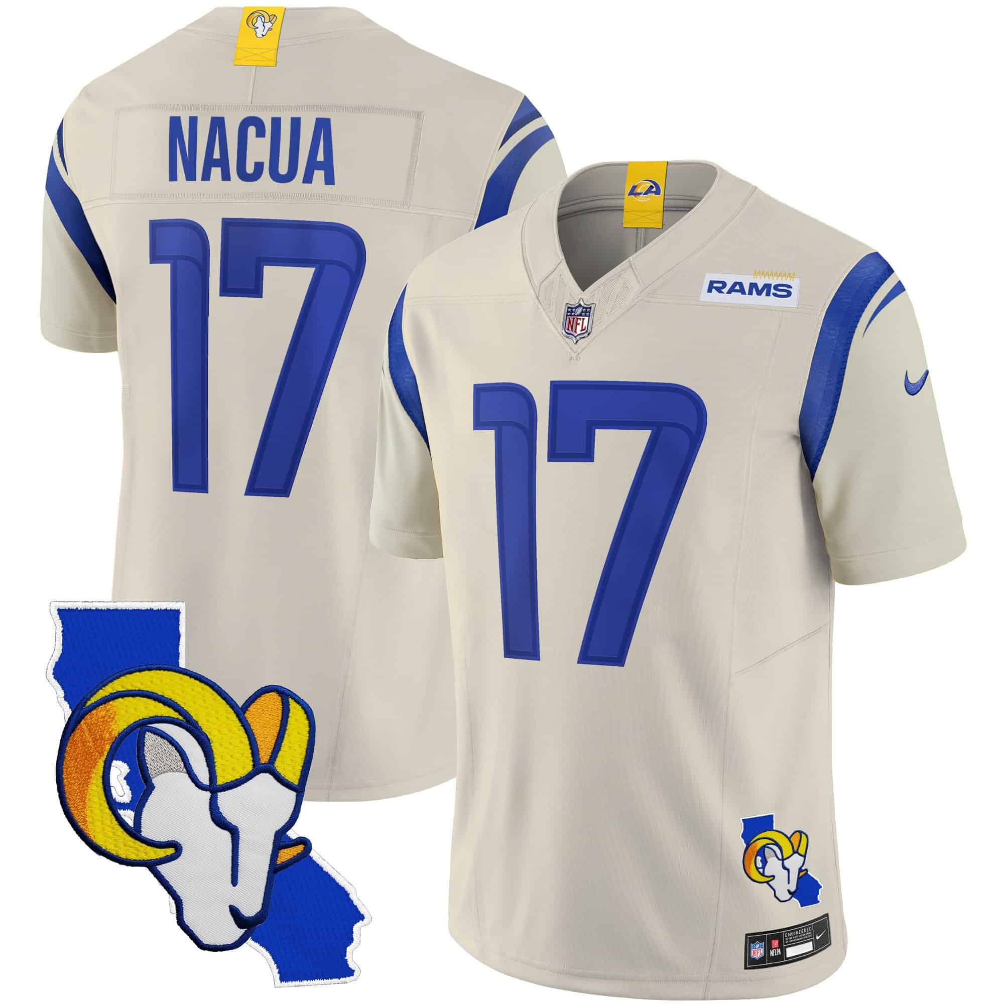 Men Los Angeles Rams #17 Nacua Grey 2024 Nike California Patch Vapor Limited NFL Jersey->indianapolis colts->NFL Jersey